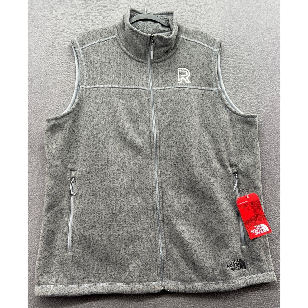 The North Face Vest Men's XL Grey Heather Gordon TNF Sweater Fleece Full Zip NWT
